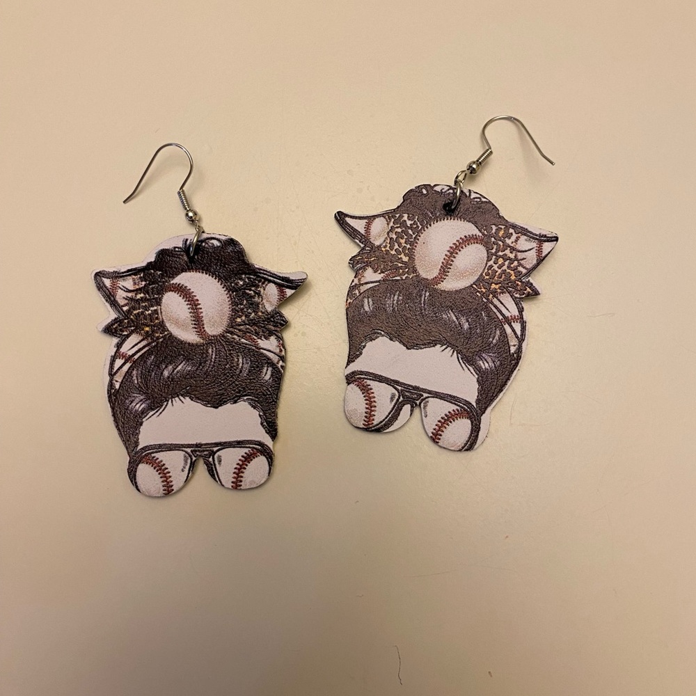 Baseball Pattern Figure Drop Earrings
